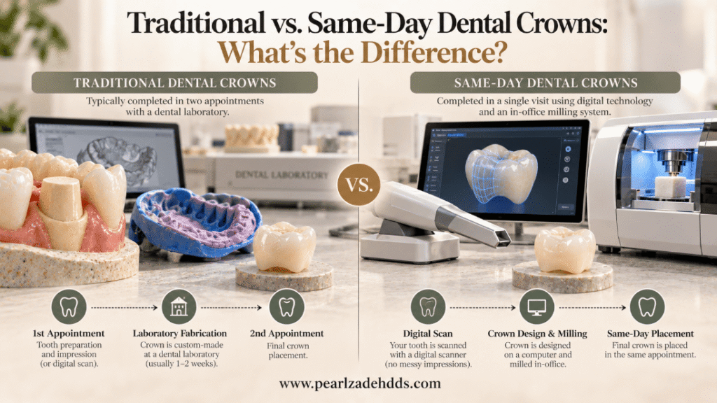 Traditional vs. Same-Day Dental Crowns