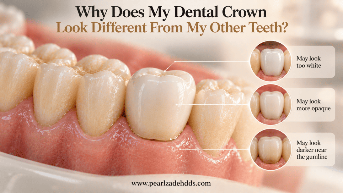 Why Does My Dental Crown Look Different From My Other Teeth?
