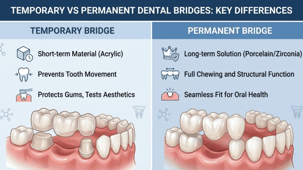 Temporary vs Permanent Dental Bridges